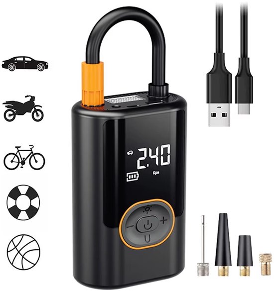 EAFC Compressor Bandenpomp - Draagbare Luchtcompressor - 4000 mAh - Elektrische Fietspomp - Fiets/Auto/Motor/Bal/Luchtbed