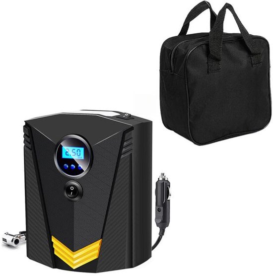 EAFC Compressor Bandenpomp - Luchtcompressor 12V - Elektrische Bandenpomp - Fiets/Auto/Motor/Bal/Luchtbed - Met 4 Opzet Stukken - Reiskoffer