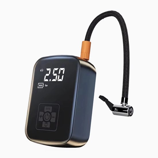 EAFC Elektrische fietspomp - Draagbare luchtcompressor - bandenpomp voor auto, motor, fiets, bal, luchtbed - Krachtig: 3600 mAh