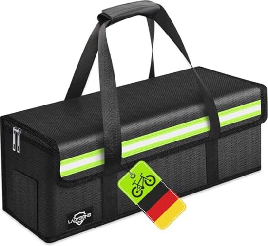 Ebike Accutas met 8 Lagen Brandbeveiliging en Vuurvaste Tas voor Veilig Transport en Opladen van Merkloos