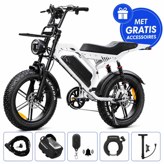 Ebikekopen.com Fatbike S20 Pro - Rijklaar - Lichtgrijs - Special Edition - Hydraulische remmen - 2026/2027 Model - Incl. Slot - Telefoonhouder - Alarmsysteem - Voorrekje - Voetensteuntje - Met Accessoires - Elektrische Fiets - QmWheel