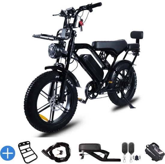 Ebikekopen.com Fatbike X80 Pro - Hydraulische remmen - 2026 Model - Incl. Slot - Telefoonhouder - Alarmsysteem - Voorrekje - Voetensteuntje - Met Accessoires - Straatlegaal - Ebike - Elektrische Fiets - Max 25 km/h van Ebikekopen.com