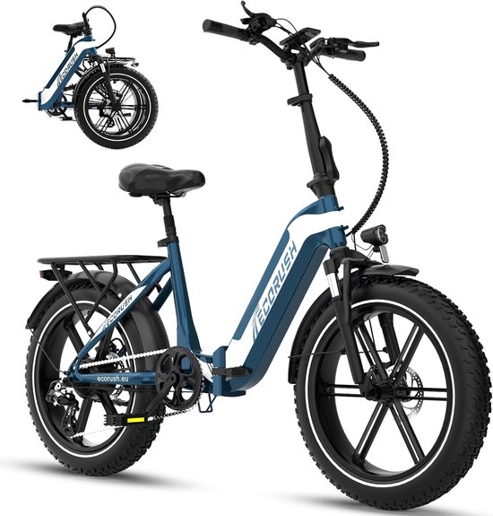 ECORUSH Elektrische Fiets ECO R2 - 20*4.0 Inch Fat Tire City Commuter EBike met Afneembare 48V 10.4Ah Lithium Batterij - Mountain E-Bike met 250W Motor van ECORUSH