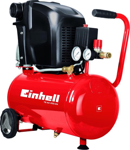 Einhell Elektrische Compressor TE-AC 230/24/8 - 1500 W - 8 bar - 24 L tank - Aanzuigcapaciteit: 230 l/min - Oliegesmeerd