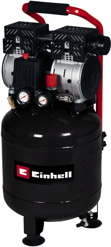 Einhell Elektrische Compressor TE-AC 24 Silent - 750 W - 8 bar - 24 L tank - Aanzuigcapaciteit: 135 l/min - 57 dB (Stiller dan normale compressoren) - Olievrij