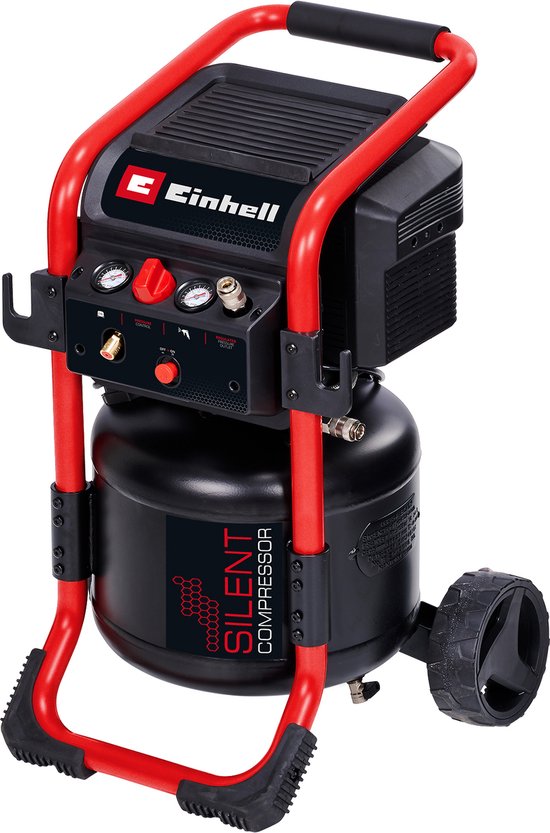 Einhell Elektrische Compressor TE-AC 240/24 Silent - 1500 W - 10 bar - 24 L tank - Aanzuigcapaciteit: 240 l/min - 70 dB (Stiller dan normale compressoren) - Olievrij