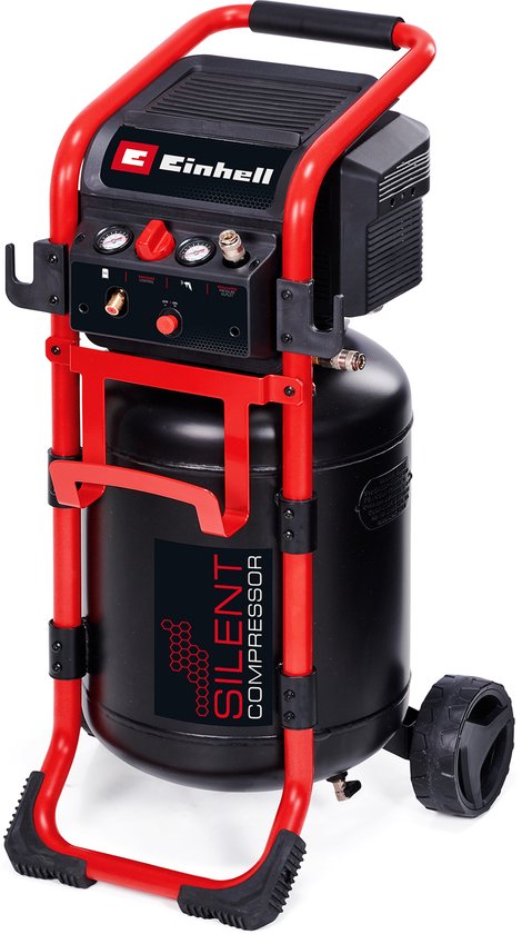 Einhell Elektrische Compressor TE-AC 270/50 Silent - 1650 W - 10 bar - 50 L tank - Aanzuigcapaciteit: 270 l/min - 70 dB (Stiller dan normale compressoren) - Olievrij