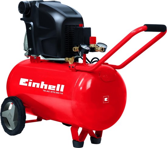 Einhell Elektrische Compressor TE-AC 270/50/10 - 1800 W - 10 bar - 50 L tank - Aanzuigcapaciteit: 270 l/min - Oliegesmeerd