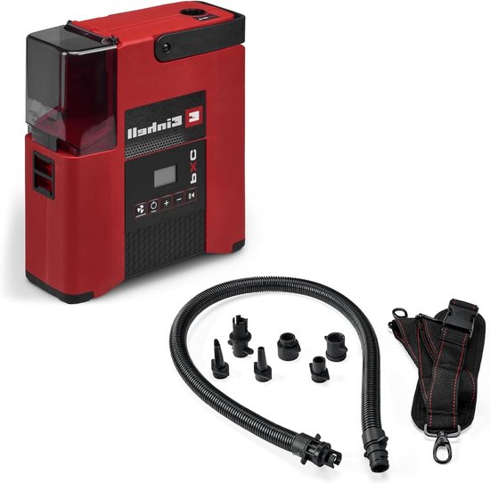 Einhell SUPPERO 18/380 PXC Accu-SUP-pomp (18 V, opblazen + deflatie, max. 1,38 bar/20 psi, max. 380 l/min, autostop, draagriem, incl. 7 adapters, zonder accu)