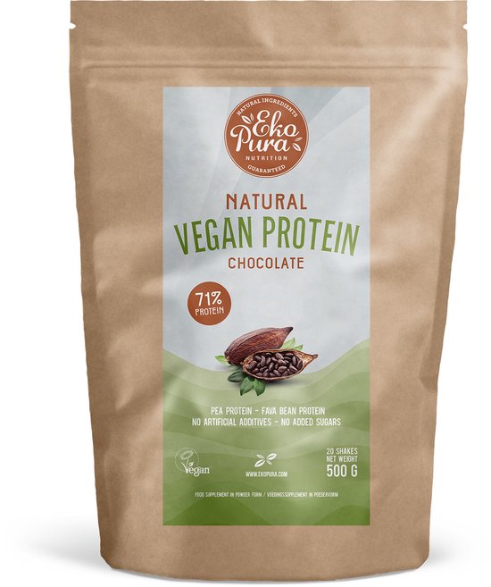 Ekopura Natural Vegan Protein - Chocolate (plantaardig eiwitpoeder) 500g- NL-BIO-01
