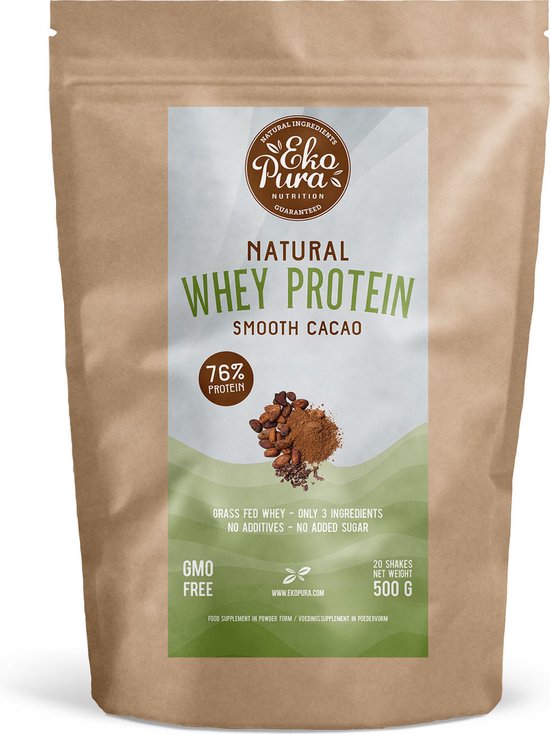 Ekopura Natural Whey Protein Cacao - Natuurlijke wei eiwitten, 500g