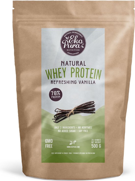 Ekopura Natural Whey Protein Vanilla (Natuurlijke wei eiwitten) - 500 gram