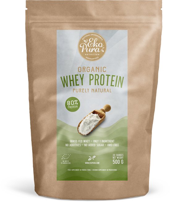 Ekopura Organic Whey Protein (Bio wei eiwitten) - 500 gram - NL-BIO-01 van Merkloos