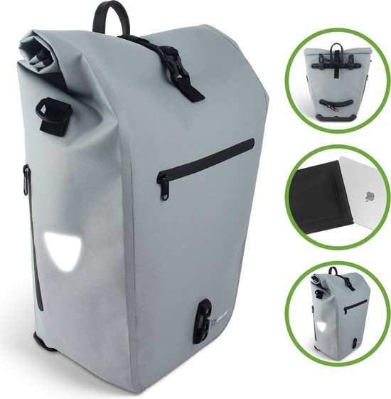 Ekostar® - 2in1 Fietstas - Waterdicht - Duurzaam - TPU - Reflecterend Grijs - Fietstas enkele - Fietstassen electrische fietsen van Merkloos