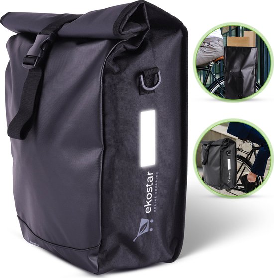 Ekostar® Fietstas - 19 Liter - Fietstas Enkele - Zwart - Waterafstotend - Fietstassen Elektrische Fietsen van Ekostar
