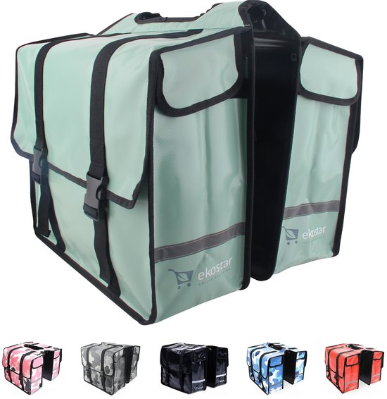 Ekostar® Fietstas Dubbel 46L- Waterdicht materiaal - Mint - Fietstassen Elektrische Fietsen van Merkloos