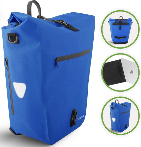 Ekostar online shopping 2in1 fietstas - Waterdicht - Duurzaam - TPU - Blauw - Fietstas enkele - Fietstassen electrische fietsen van Ekostar