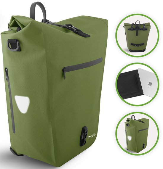 Ekostar online shopping - 2in1 Fietstas - Waterdicht - Duurzaam - TPU - Olijf Groen - Fietstas enkele - Fietstassen electrische fietsen van Ekostar