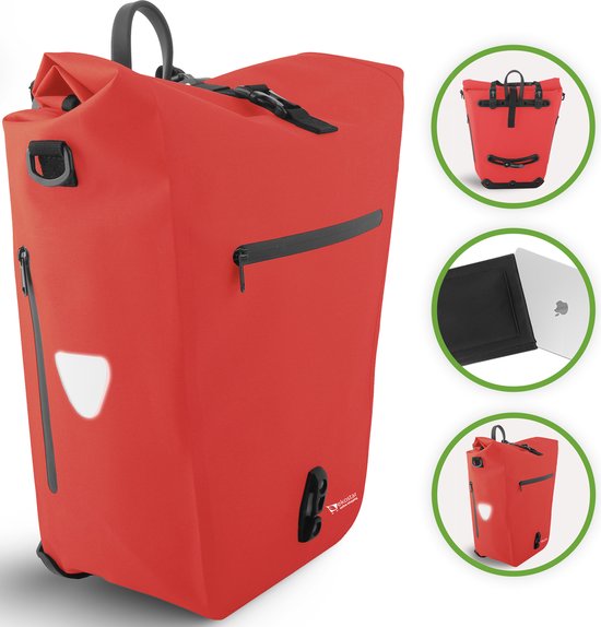 Ekostar online shopping - 2in1 Fietstas - Waterdicht - Duurzaam - TPU - Rood - Fietstas enkele - Fietstassen electrische fietsen van Ekostar