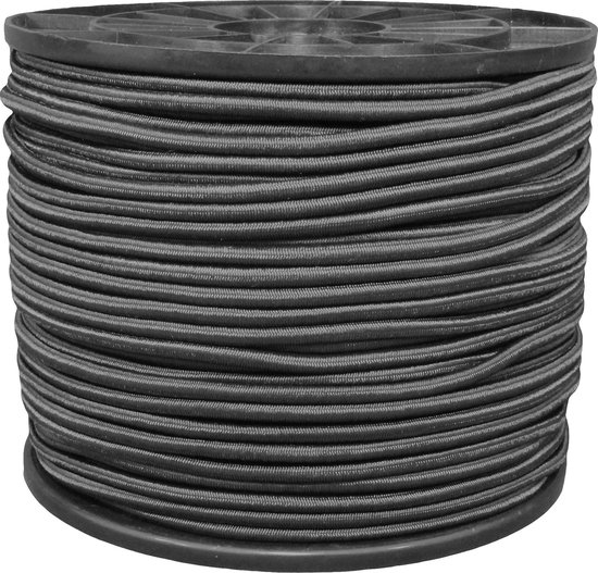 Elastiekkoord - 100mtr - 6mm - zwart - haspel - elastisch koord van Toolland