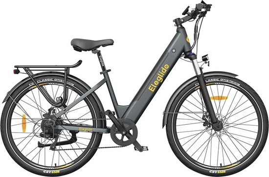 Eleglide T1 Step-Thru elektrische trekkingfiets 27,5 Inch CST-banden 36V 13Ah accu 250W borstelloze motor 25Km/h Shimano 7 versnellingen 100km maximaal bereik IPX4 waterdicht 120kg maximale belasting Dubbele schijfremmen - Grijs van Merkloos