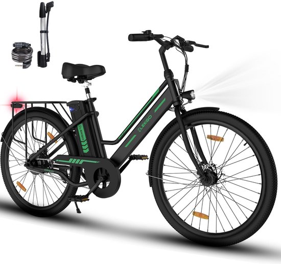 ELEKGO Elektrische Fiets EG08S - 26 Inch City Commuter EBike met Afneembare Lithium Batterij - E-Bike met 250W Motor - Damesfiets - IP54 Waterdicht van ELEKGO