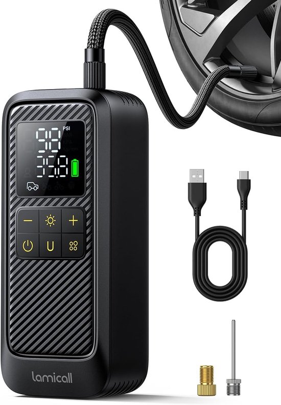 Elektrische Bandenpomp - Draagbare Luchtcompressor 150 PSI - Autobandenpomp met Digitale Drukmeter - Automatische Uitschakeling - LED Verlichting - Voor Auto Fiets Motor en Ballen
