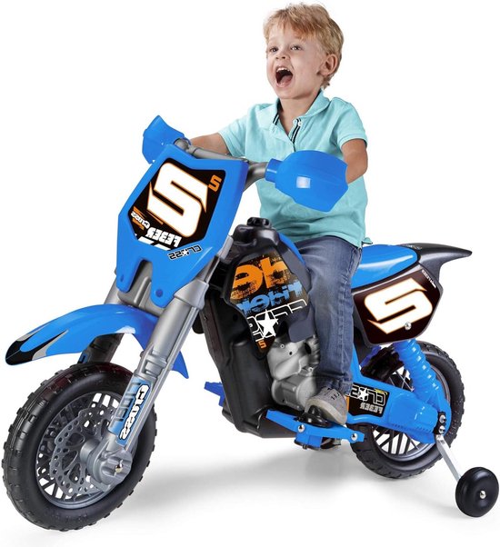 Elektrische Crossmotor - Kindermotor Speelgoed - Buiten Spelen - Met Steunwielen - Large - Meerkleurig