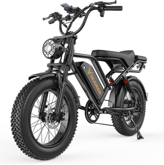 Elektrische Fatbike BK20 – 48V 20Ah Accu – Actieradius tot 100 km – 20” x 4.0 Brede Banden – Dubbele Vering – LCD Display – Zwart van Merkloos