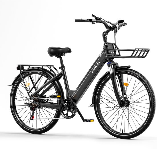 Elektrische Fiets 28 Inch - 36V 15.6AH Accu - Actieradius Tot 90 Km - 28×1.5 Inch Wielen- Aluminium Lage Instapframe -Shimano 7 Versnellingen - Mechanische Schijfremmen - LCD Display - Elektrische Stadsfiets - Grijs