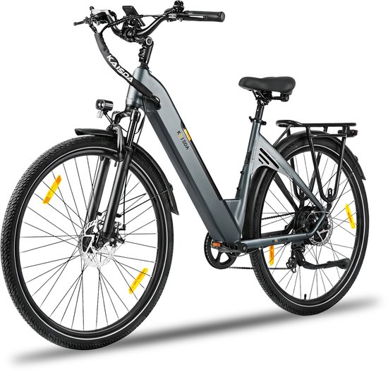 Elektrische fiets 28 Inch - Damesfiets-Herenfiets-Aluminiumlegering- met 7 versnellingen -36 V 20 Ah -elektrische stadsfiets -Achterwielmotor 250W - Hydraulische schijfrem -tot 150km- IP54 Waterdicht - Grijs van Merkloos
