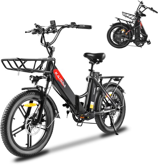 Elektrische fiets - Actieradius 140km - 20 Inch Commuter E-Bike - Verwijderbare batterij 36V 20.8Ah - Motor 250W - Shimano 7 versnellingen - LCD-display- 180 mmMechanische Schijfremmen - Fatbike - Zwart