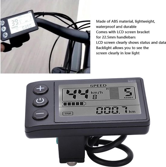 Elektrische fiets bedieningspaneel S866 LCD-scherm S900 displays multifunctionele informatiemeter 24V 36V 48V - waterdichte stekker van Merkloos