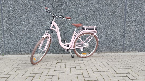 Elektrische fiets dames meisjes roze - 28 inch - 46cm frame - 7 versnellingen - 360 Wh accu van Fongers