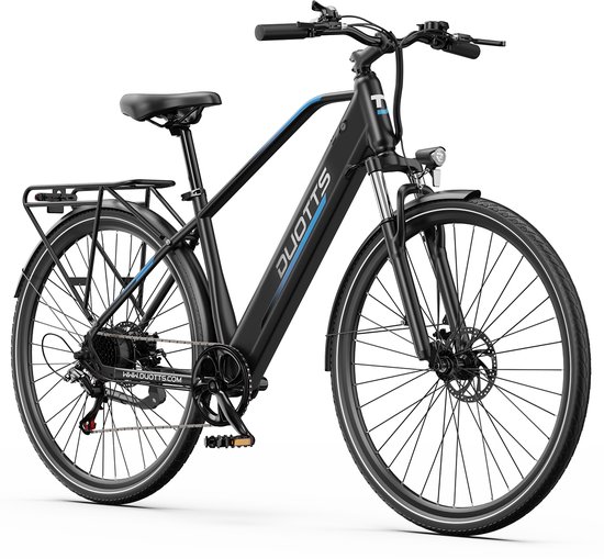 Elektrische Fiets DUOTTS C29Lite - 468Wh/13 Ah Accu - 80 km Bereik - 250W Motor - 27.5 Inch Anti-Lekbanden- Shimano 7 Versnellingen - Mechanische schijfrem - Ijzeren Frame - Kleuren display - Inclusief Bagagedrager - Elektrische Stadsfiets - zwart van DUOTTS