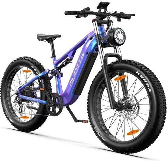 Elektrische Fiets DUOTTS E26 - 960Wh/20 Ah Accu - 120 km Bereik - 250W Motor - 26*4.0 Inch Banden - Shimano 8 Versnellingen - Hydraulische Schijfremmen - Motor Bafang met koppelsensor - Aluminium Frame - Elektrische Mountainbike - Blauw van DUOTTS