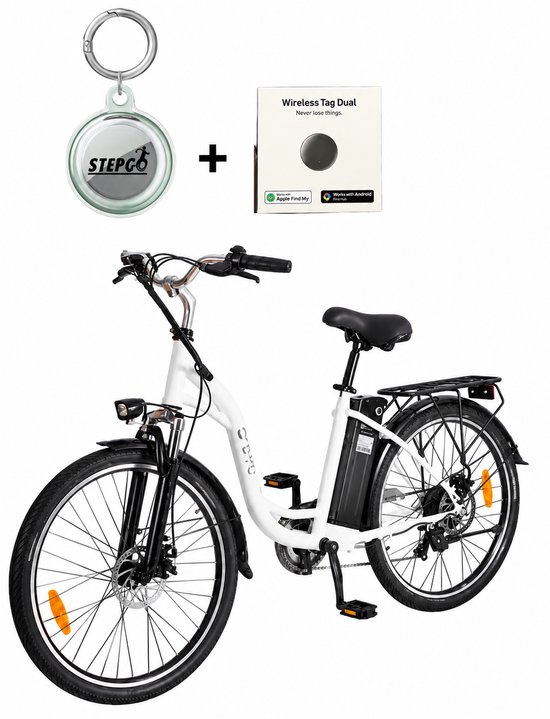 Elektrische fiets - DYU C6 - met tracker - E bike - 26 inch banden - 250W motor - Zwart - 25km/h - electric bike
