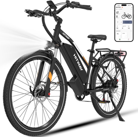 Elektrische Fiets Hitway BK27 Pro - 28 Inch City Commuter EBike met Afneembare 48V 16Ah Lithium Batterij - E-Bike met 250W Motor - APP Bediening