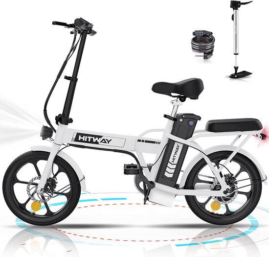 Elektrische Fiets Hitway BK5 - Opvouwbare E-bike - 16 inch - 250W Motor van Merkloos