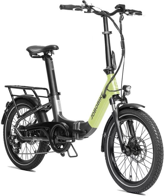 Elektrische Fiets JOBOBIKE Ace - Elektrische Vouwfiets - 360Wh Zitbuisaccu - 22kg Lichtgewicht - 20 inch Wielen - Shimano 7 Versnellingen - 250W Achterwielmotor - Kettenschakeling - met batterijlader - Bluetooth - LCD Display - Groen van Merkloos
