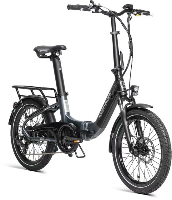 Elektrische Fiets JOBOBIKE Ace - Elektrische Vouwfiets - 360Wh Zitbuisaccu - 22kg Lichtgewicht - 20 inch Wielen - Shimano 7 Versnellingen - 250W Achterwielmotor - Kettenschakeling - met batterijlader - Bluetooth - LCD Display - Zwart van JOBIKE