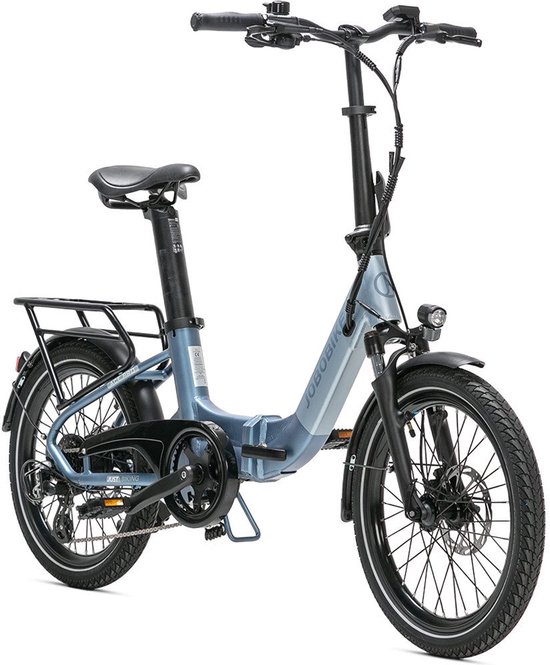 Elektrische Fiets JOBOBIKE ACE Pro - Elektrische Vouwfiets - tot 110 km Actieradius -360Wh Zitbuisaccu - 22kg Lichtgewicht - 20 inch Wielen - Shimano 7 Versnellingen - 250W Achterwielmotor - Hydraulische Schijfremmen - Blauw van Merkloos