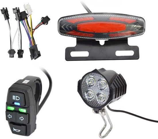 Elektrische Fiets Licht Kit,36V/48V Ebike Koplamp Achterlichten Lamp Elektrische Richtingaanwijzer Licht
