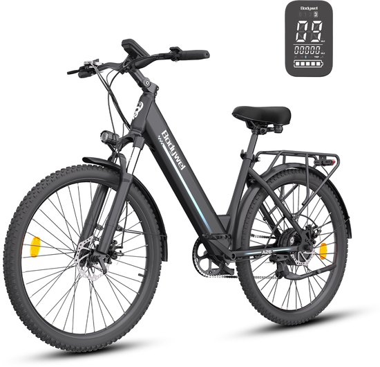 Elektrische Fiets - Motor 250W - Actieradius 80km - Verwijderbare batterij 36V13Ah - Shimano 7 versnellingen - 26 Inch City Commuter EBike - Zwart