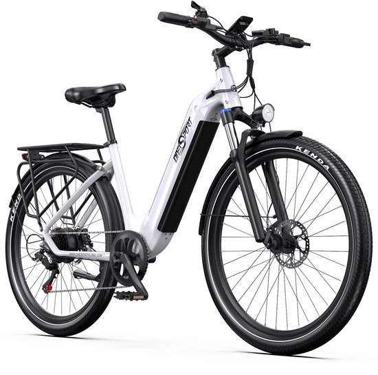 Elektrische Fiets ONESPORT OT05 - 36V 18.2Ah/655Wh Accu - 120 km Actieradius - 27.5 Inch Wielen - Shimano 7 Versnellingen - Hydraulische Schijfremmen - Aluminium Frame - LED Display & APP - Elektrische Stadsfiets - Wit van ONESPORT