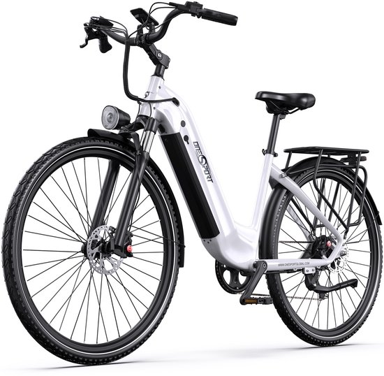 Elektrische Fiets ONESPORT OT05PRO - 810Wh/22.5Ah Accu - 140 km Actieradius - 28 Inch Wielen - Shimano 7 Versnellingen - Hydraulische Schijfremmen - Aluminium Frame - LCD Display & APP - Elektrische Stadsfiets - Wit van Merkloos