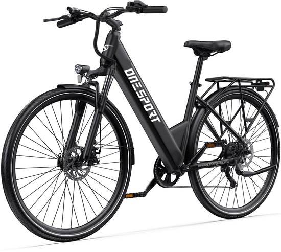 Elektrische Fiets ONESPORT OT12 - 468Wh/13Ah Accu - 100 km Actieradius - 27.5 Inch Wielen - Shimano 7 Versnellingen - Mechanische Schijfremmen - Ijzeren Frame - Elektrische Stadsfiets - Donkergrijs van Merkloos