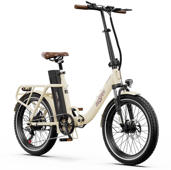Elektrische Fiets ONESPORT OT16-2 - Elektrische Vouwfiets - 816Wh/17Ah Accu - Tot 90km Actieradius - 20x3 inch Banden - Shimano 7 Versnellingen - schijfremmen voor en achter- Wit van ONESPORT