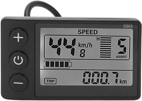 Elektrische fiets S866 LCD-schermmeter, ABS 24V 36V 48V waterdicht fietsbedieningspaneel met SM-stekkers Fietscomputers LCD-scherm
