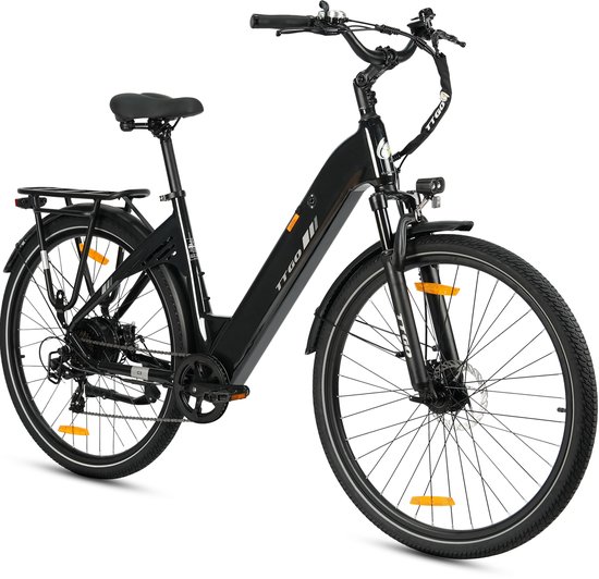 Elektrische Fiets TTGO C3 - 36V 18AH Accu - Actieradius Tot 120 Km - Aluminium Lage Instapframe - 28×2.0 Inch Wielen - Shimano 7 Versnellingen - Mechanische Schijfremmen - LCD Display - Elektrische Stadsfiets - Zwart van Merkloos